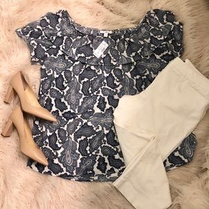 Dressbarn ruffle paisley top